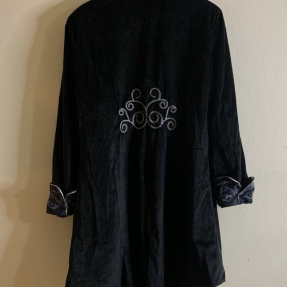 Men Steampunk Gothic Victorian Jacket Velvet Tailcoat Medieval Renaissance Blk M - Picture 8 of 11